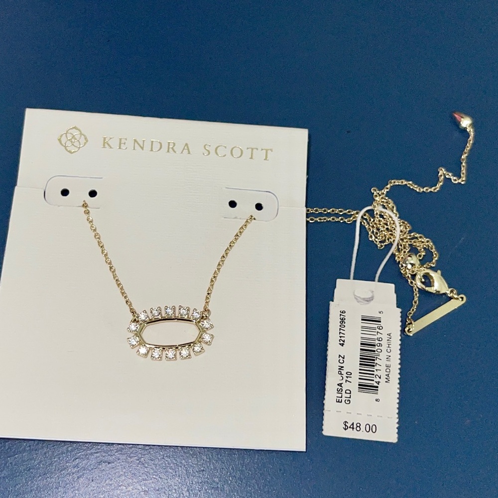 Kendra Scott Elisa Open Frame Crystal Pendant Necklace in Gold